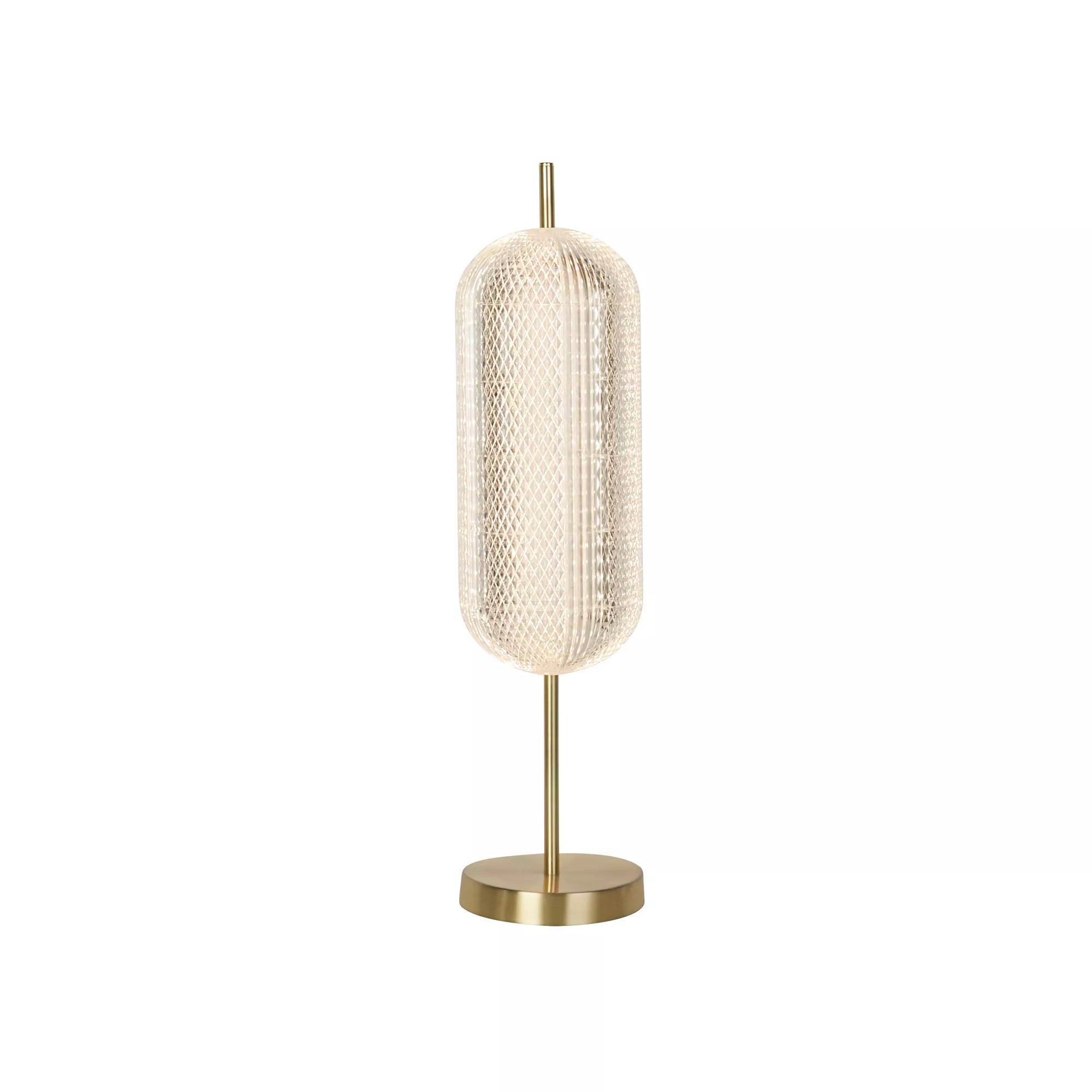 Capsule LED Table Lamp- Satin Brass Metal and Acrylic Shade