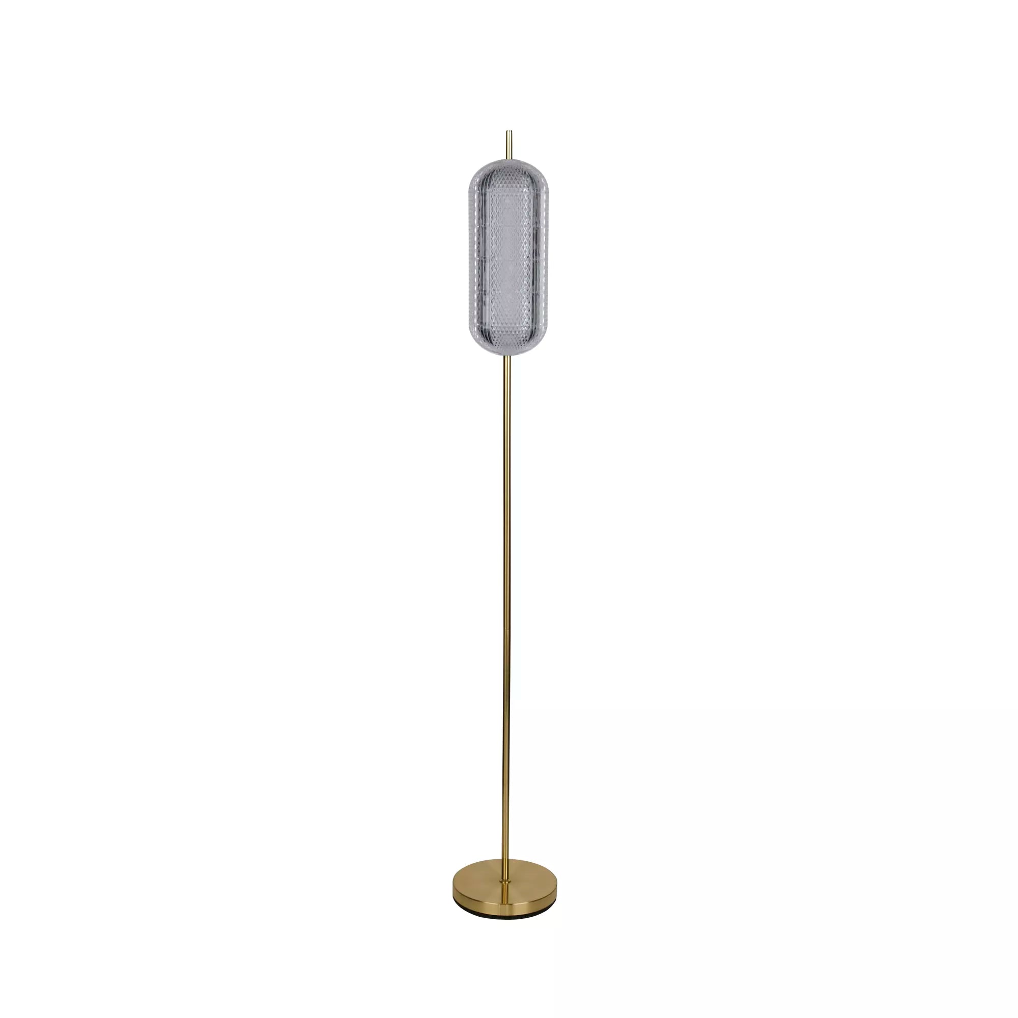 Capsule LED Floor Lamp- Satin Brass Metal and Acrylic Shade