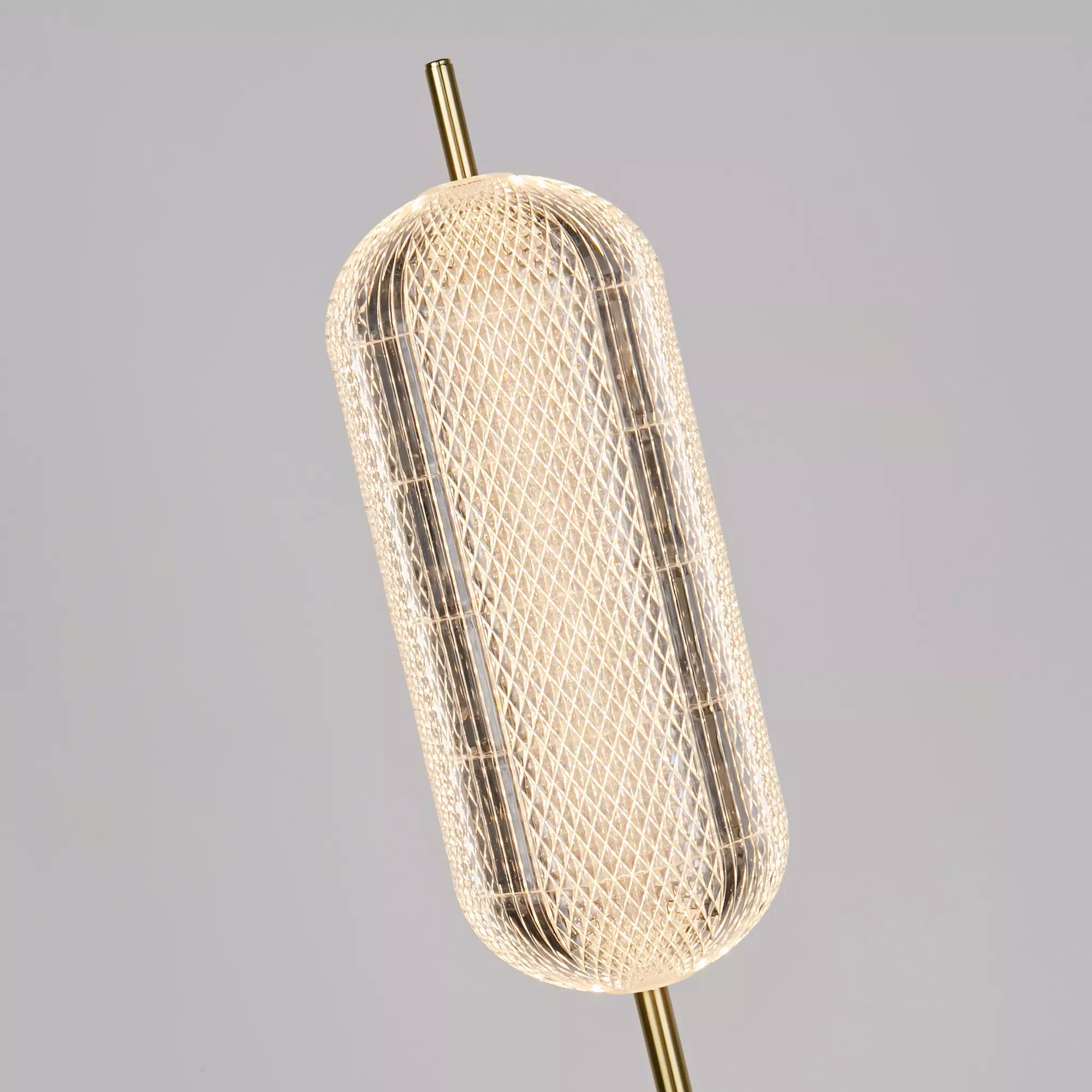 Capsule LED Floor Lamp- Satin Brass Metal and Acrylic Shade