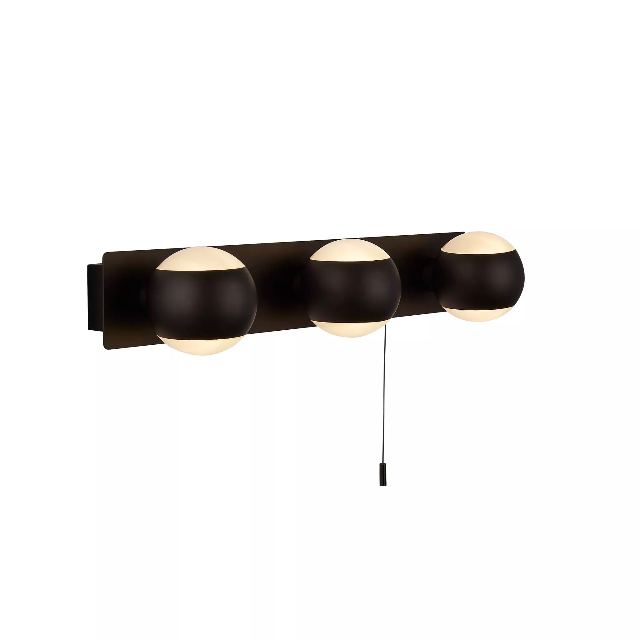 Flare 3Lt Wall Light - Black Metal & Opal Glass
