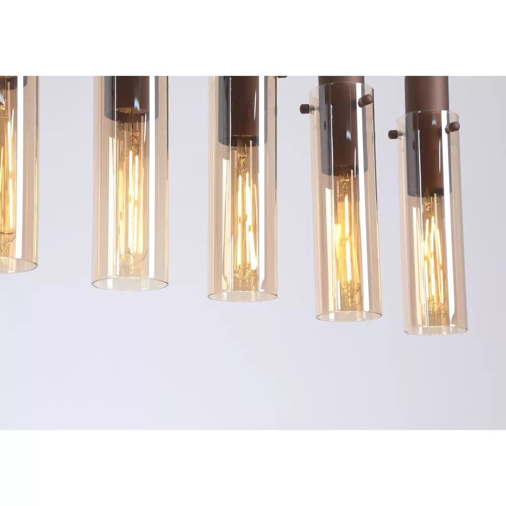 Sweden II 5Lt/8Lt Bar Pendant - Mocha Metal & Amber Glass