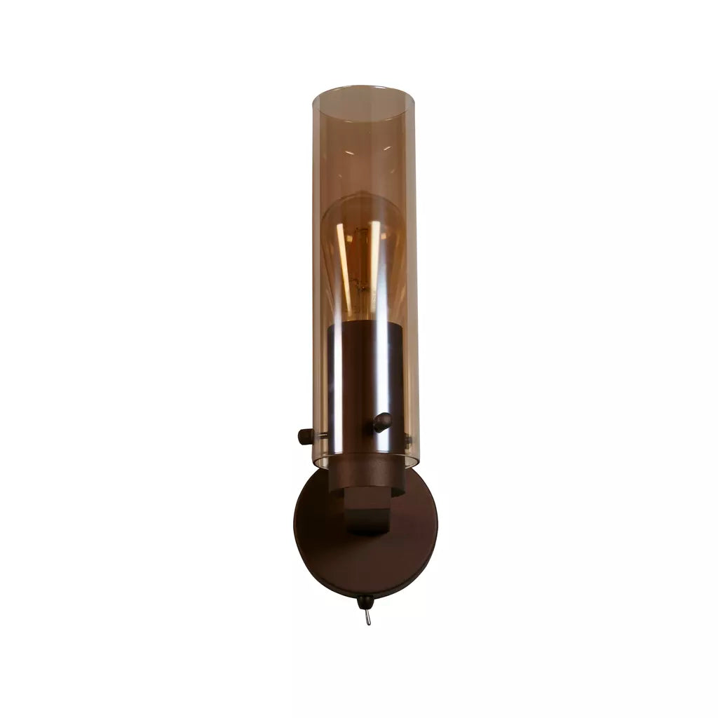 Sweden II 1Lt Wall Light - Mocha Metal & Amber Glass