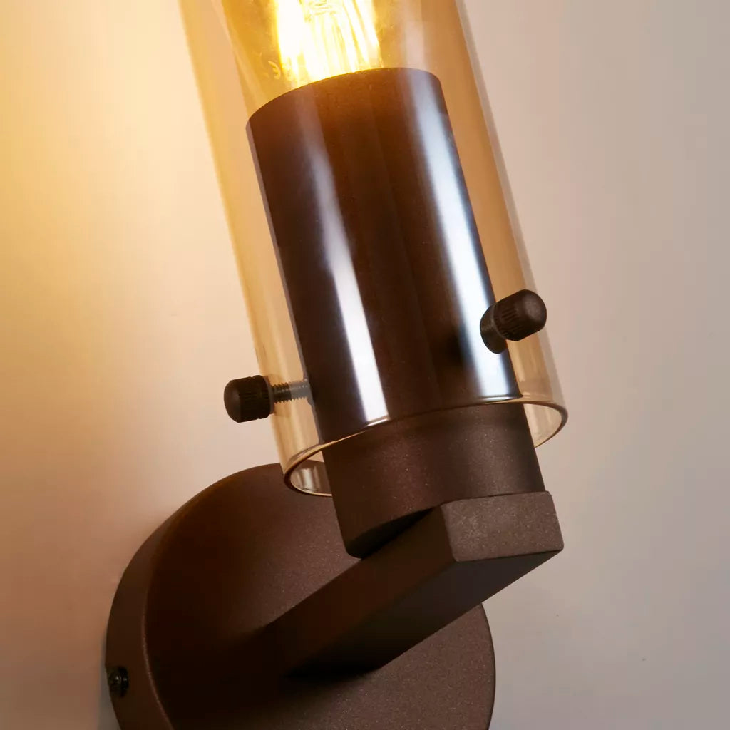 Sweden II 1Lt Wall Light - Mocha Metal & Amber Glass