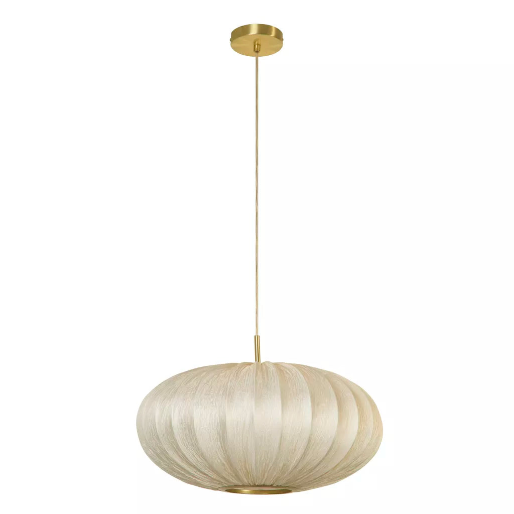 Bonnie 1Lt Pendant-  Satin Brass Metal & Ivory Satin Shade