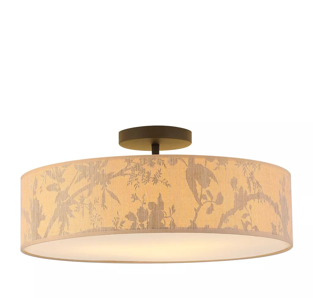 Isla 3Lt Flush-  Recycled Paper Shade and Black Metal