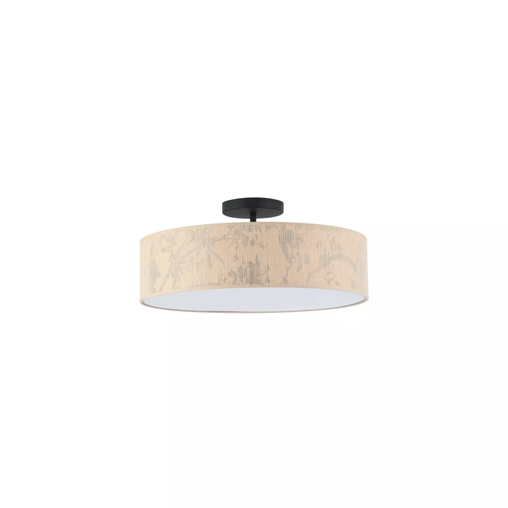 Isla 3Lt Flush-  Recycled Paper Shade and Black Metal