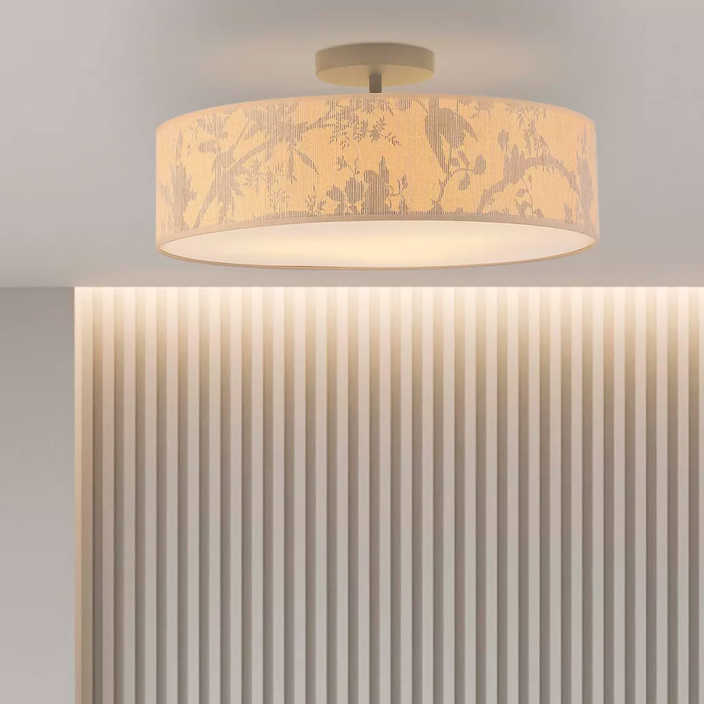 Isla 3Lt Flush-  Recycled Paper Shade and Black Metal