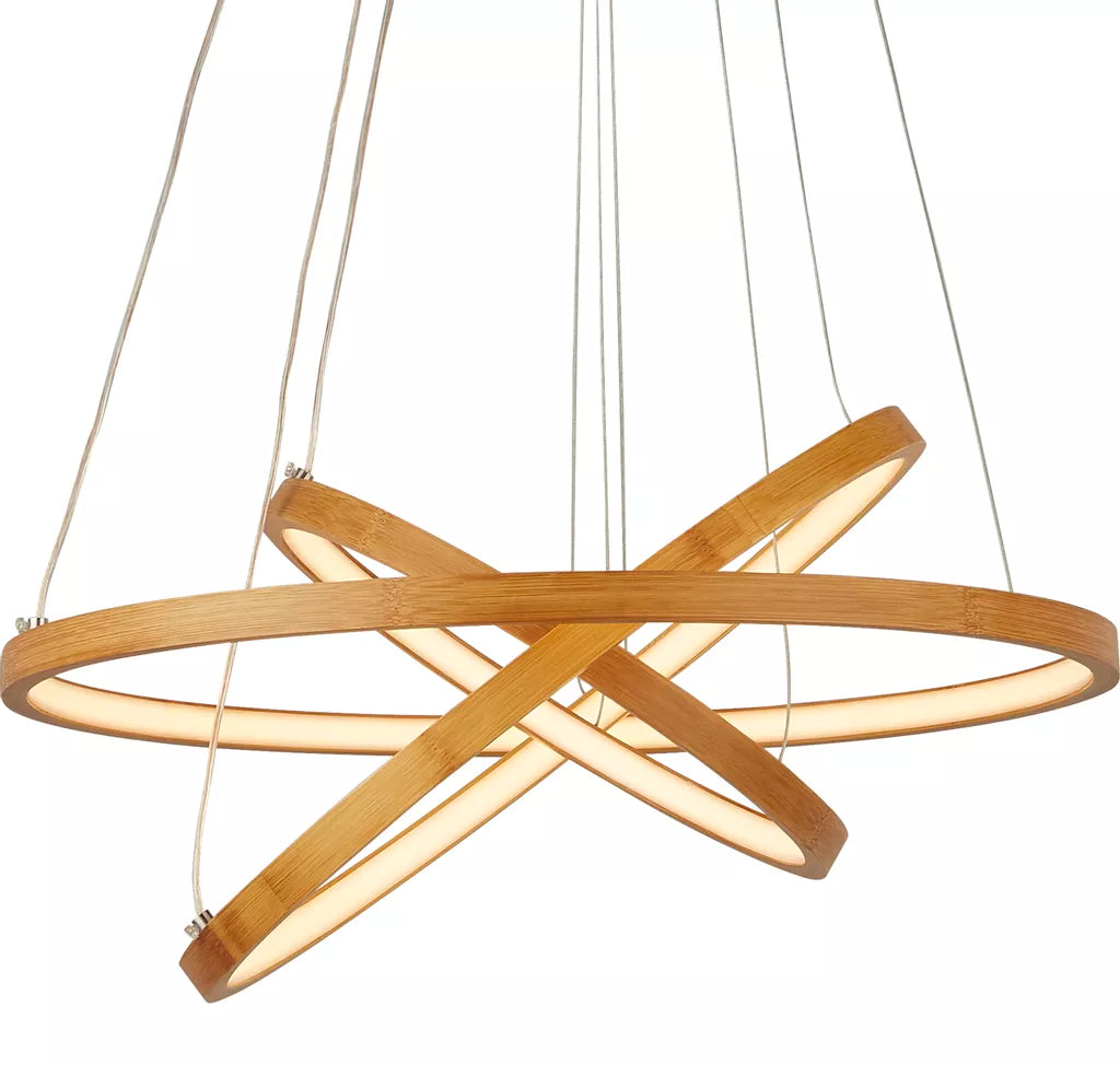 Eternity 2/3 ring  Pendant - Natural Bamboo & Gold Metal