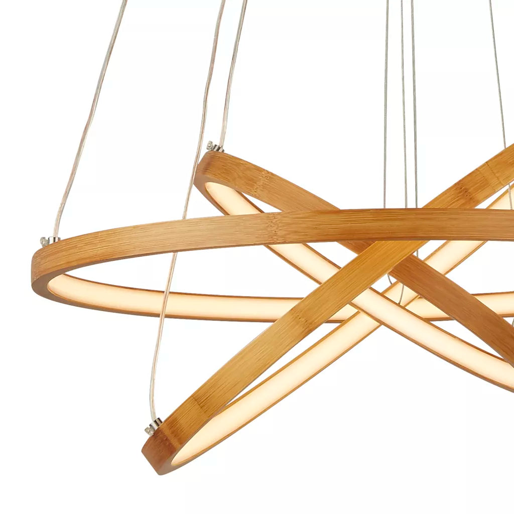 Eternity 2/3 ring  Pendant - Natural Bamboo & Gold Metal