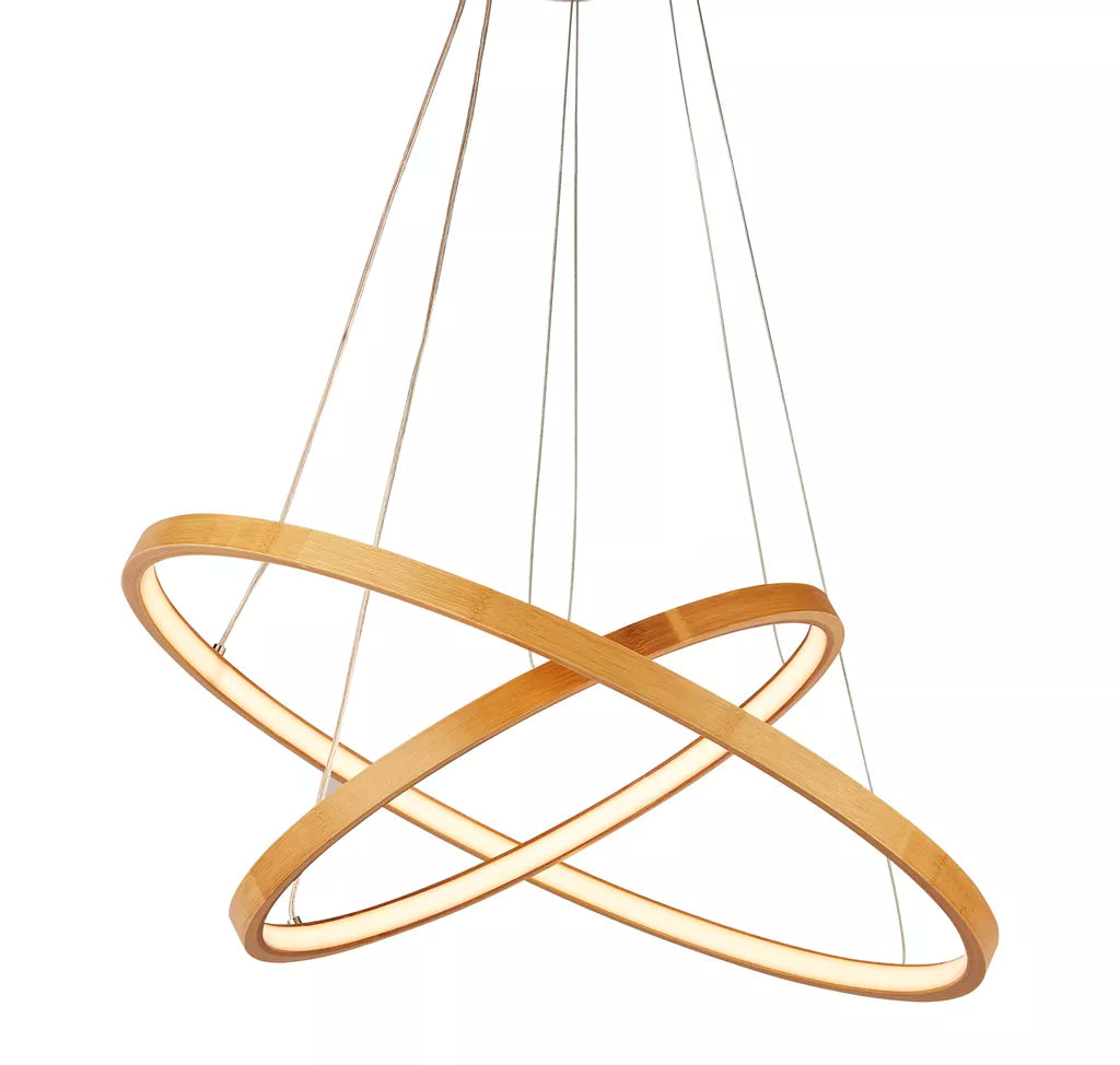 Eternity 2/3 ring  Pendant - Natural Bamboo & Gold Metal
