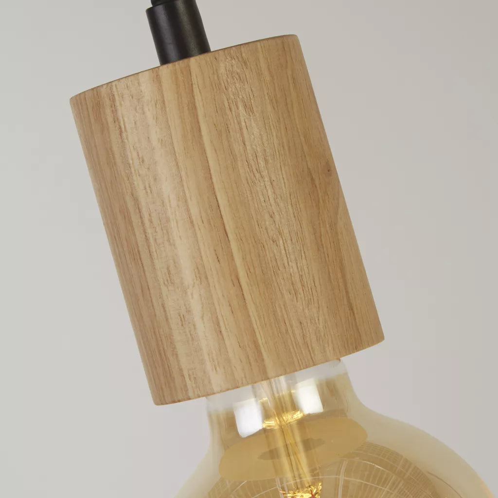 Spinny 5Lt Pendant - Wood & Matt Black Metal