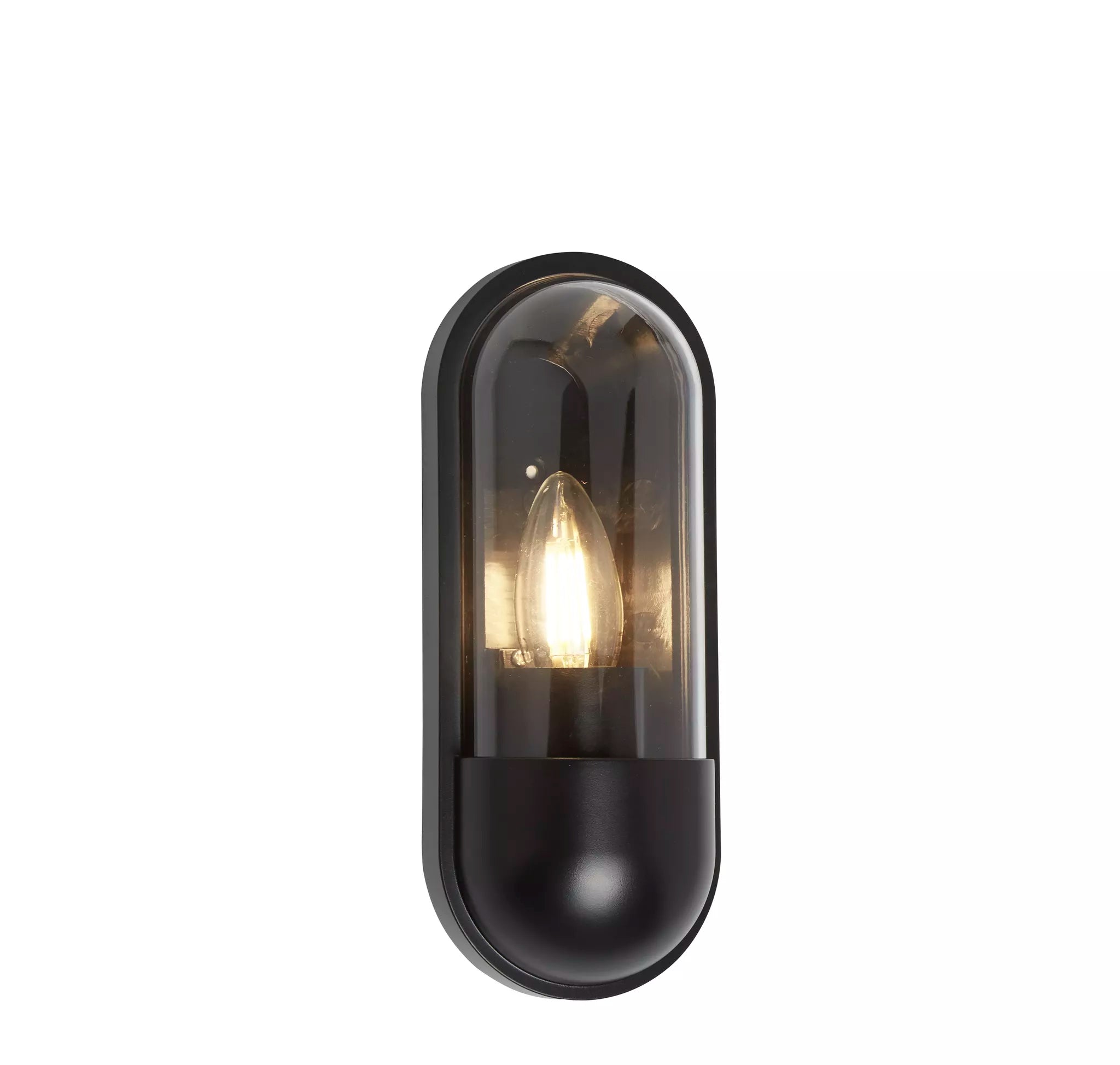 x Capsule Outdoor Wall Light - Black & Clear Polycarbonate