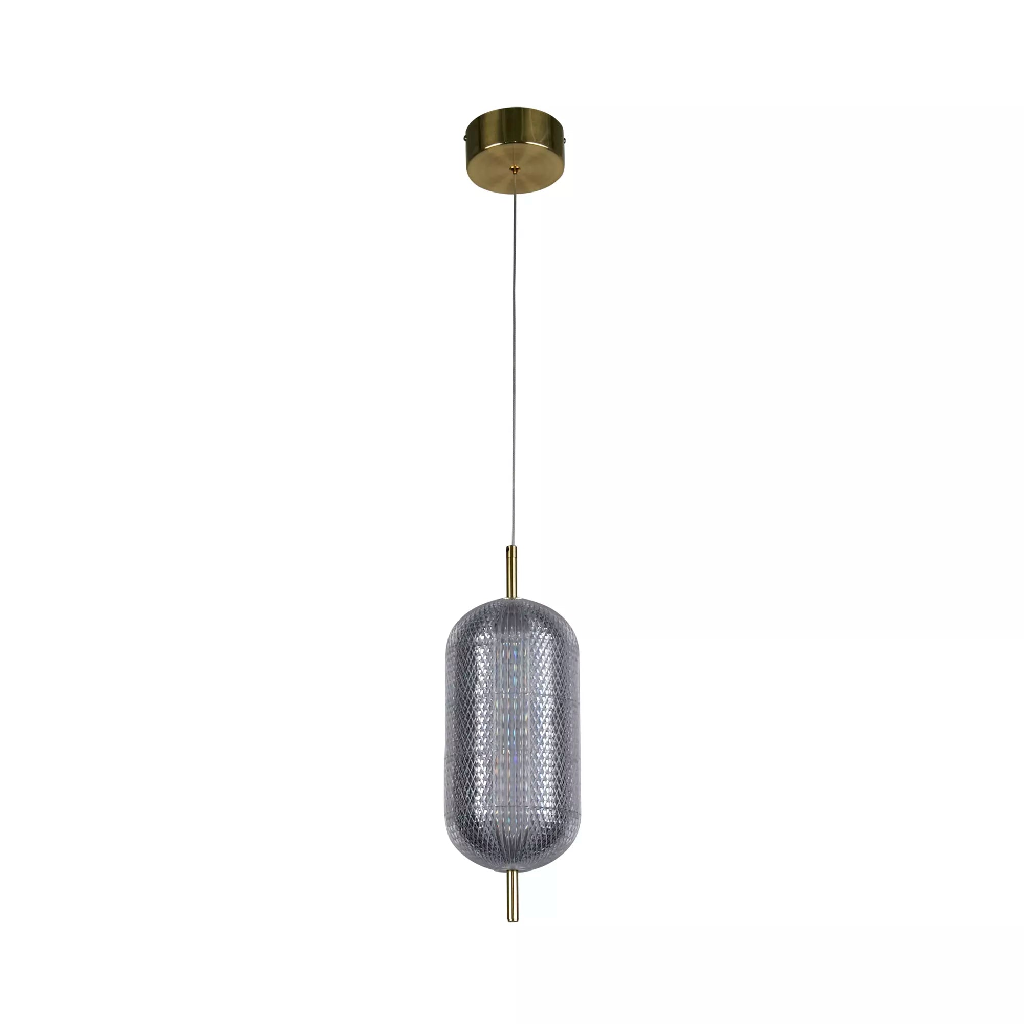 Capsule LED Pendant- Satin Brass Metal and Acrylic Shade