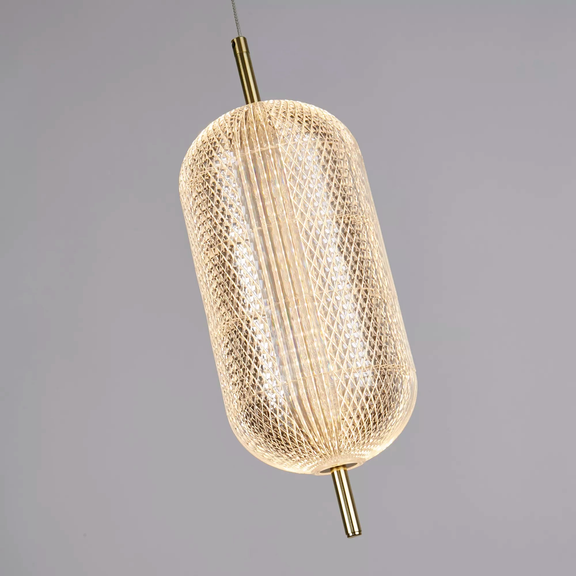 Capsule LED Pendant- Satin Brass Metal and Acrylic Shade