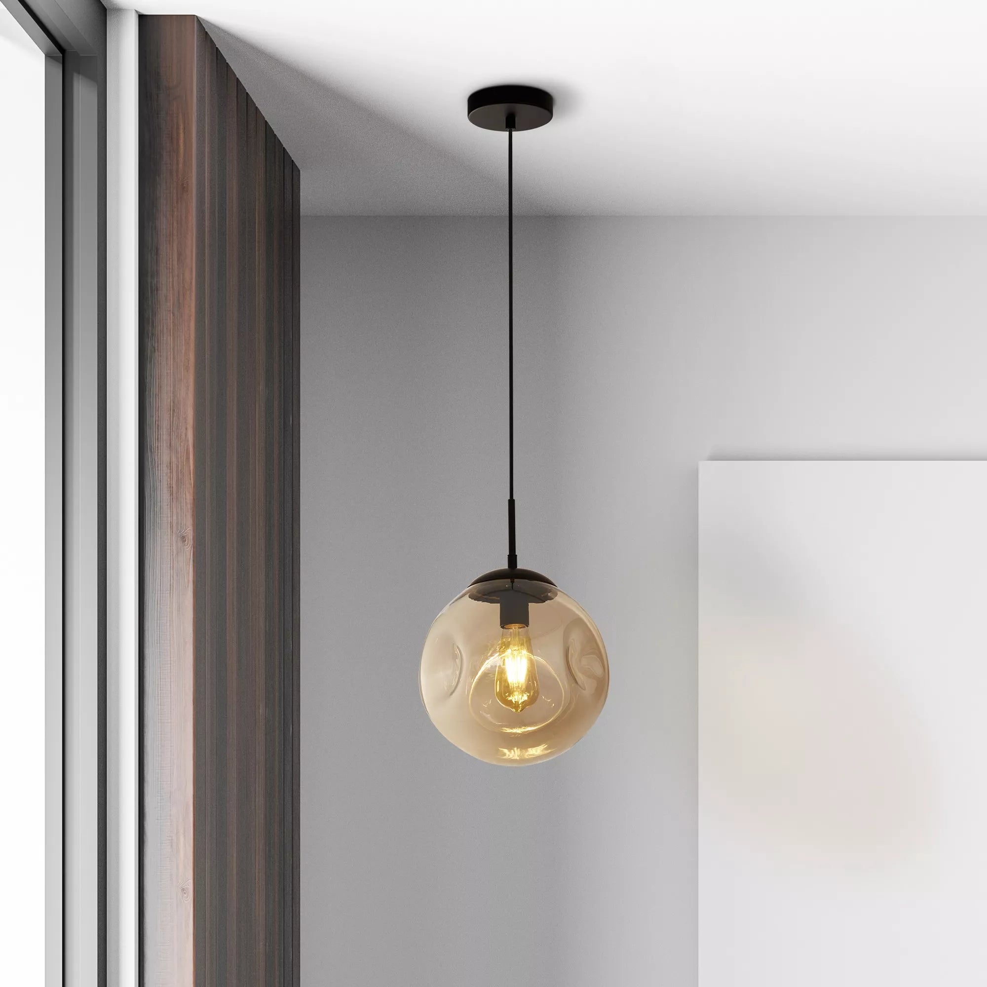 Punch Pendant - Black Metal & Champagne Punched Glass