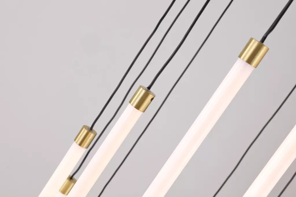 Flare LED 12Lt Stairwell Cluster Light- Satin Brass