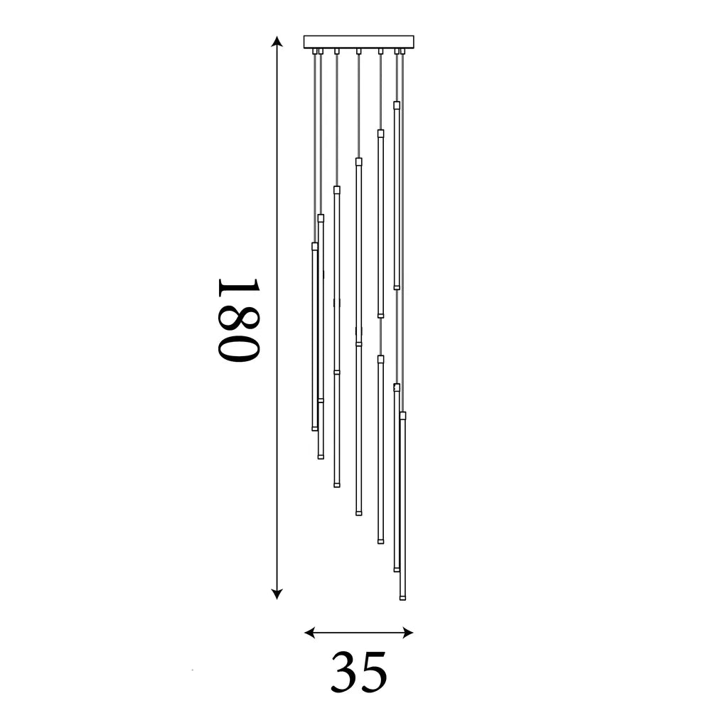 Flare LED 12Lt Stairwell Cluster Light- Satin Brass