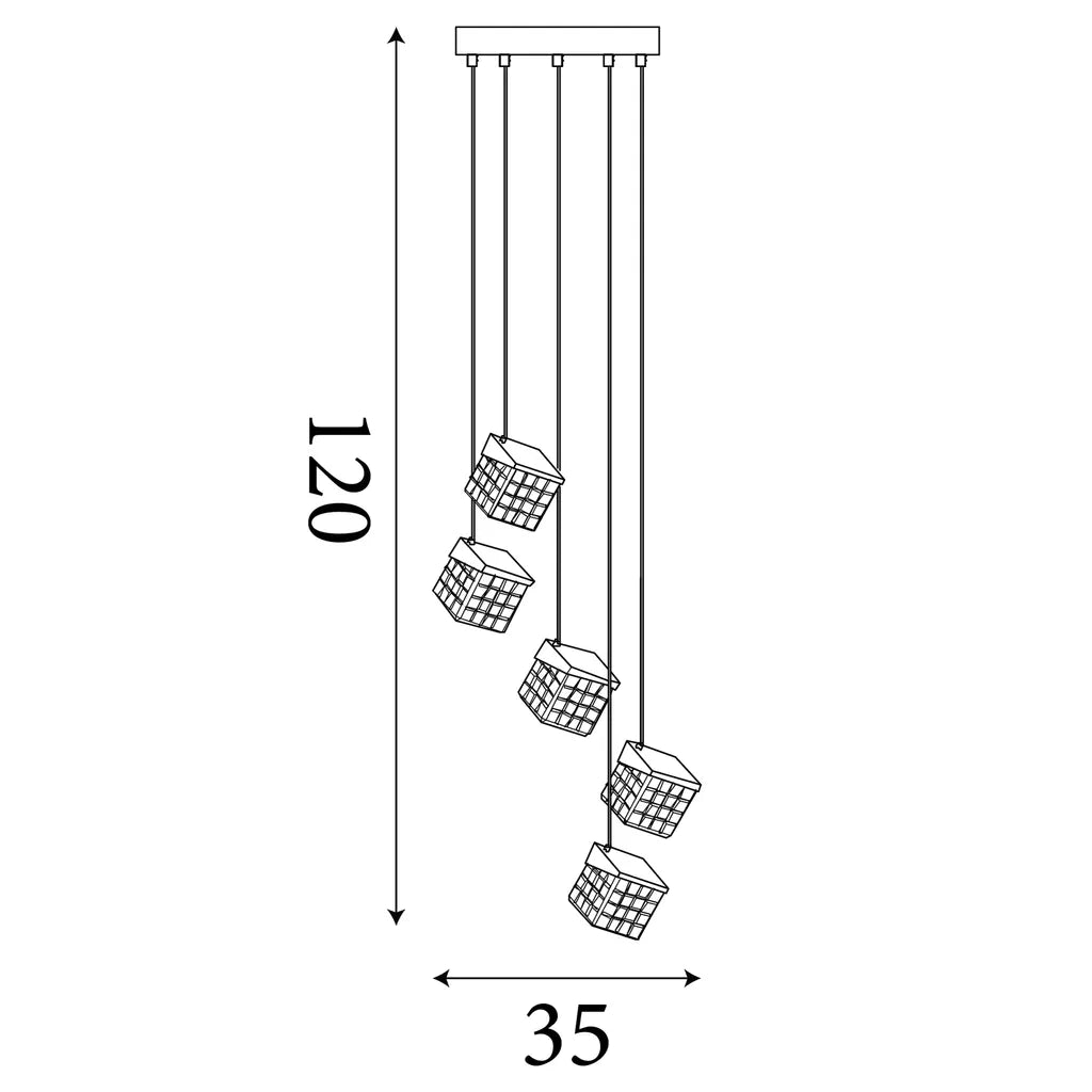Cuboid 5Lt/20lt LED Multi Drop Pendant- Satin Brass