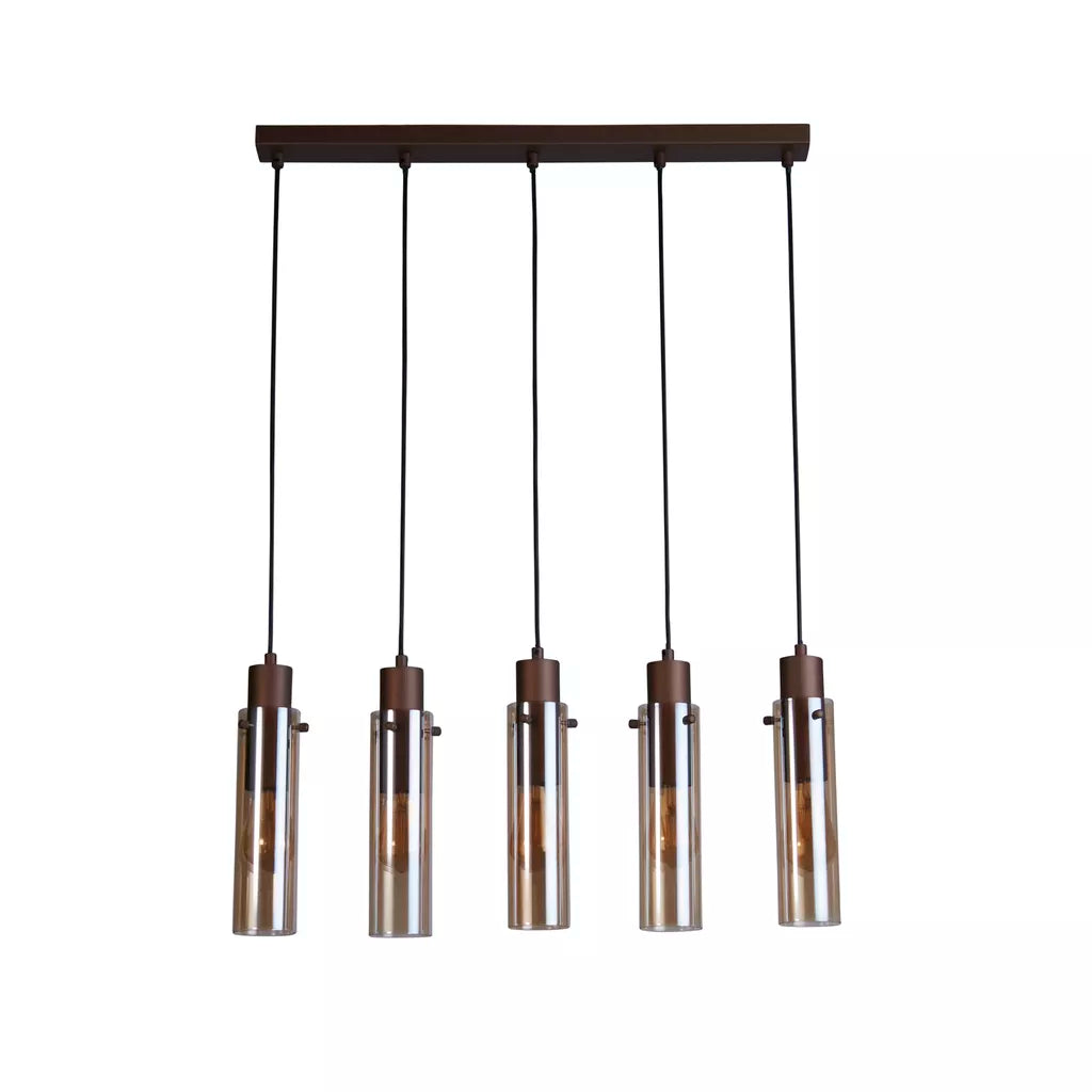 Sweden II 5Lt/8Lt Bar Pendant - Mocha Metal & Amber Glass