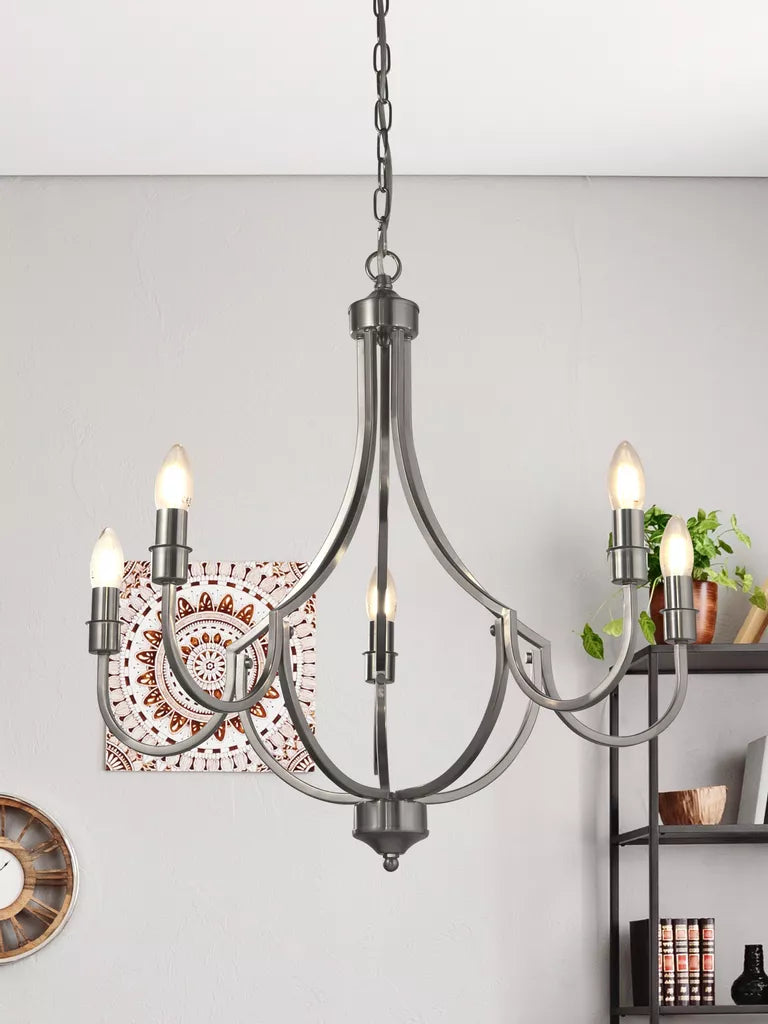 Lodge 5lt/ 8Lt Pendant - Satin Silver/ Black Finish
