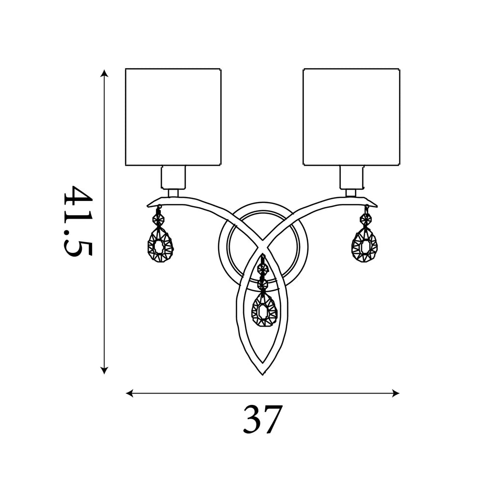 Alberto 2Lt Wall Light- Antique Brass, Crystal & Linen Shade