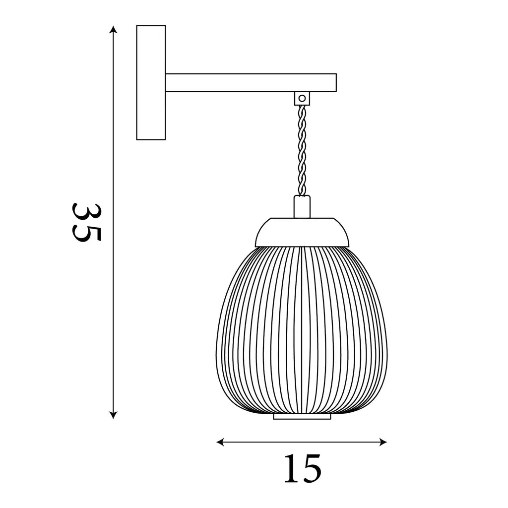 Ella Wall light - Brass Metal, Wood & Opal Ribbed Glass