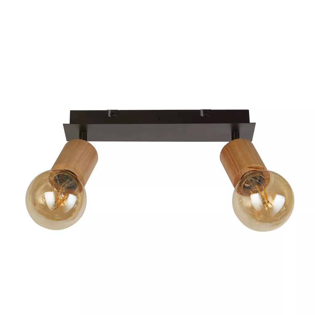 Spinny Spotlight Wall Light - Wood & Matt Black Metal