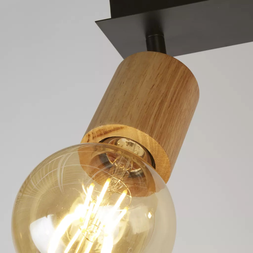 Spinny Spotlight Wall Light - Wood & Matt Black Metal