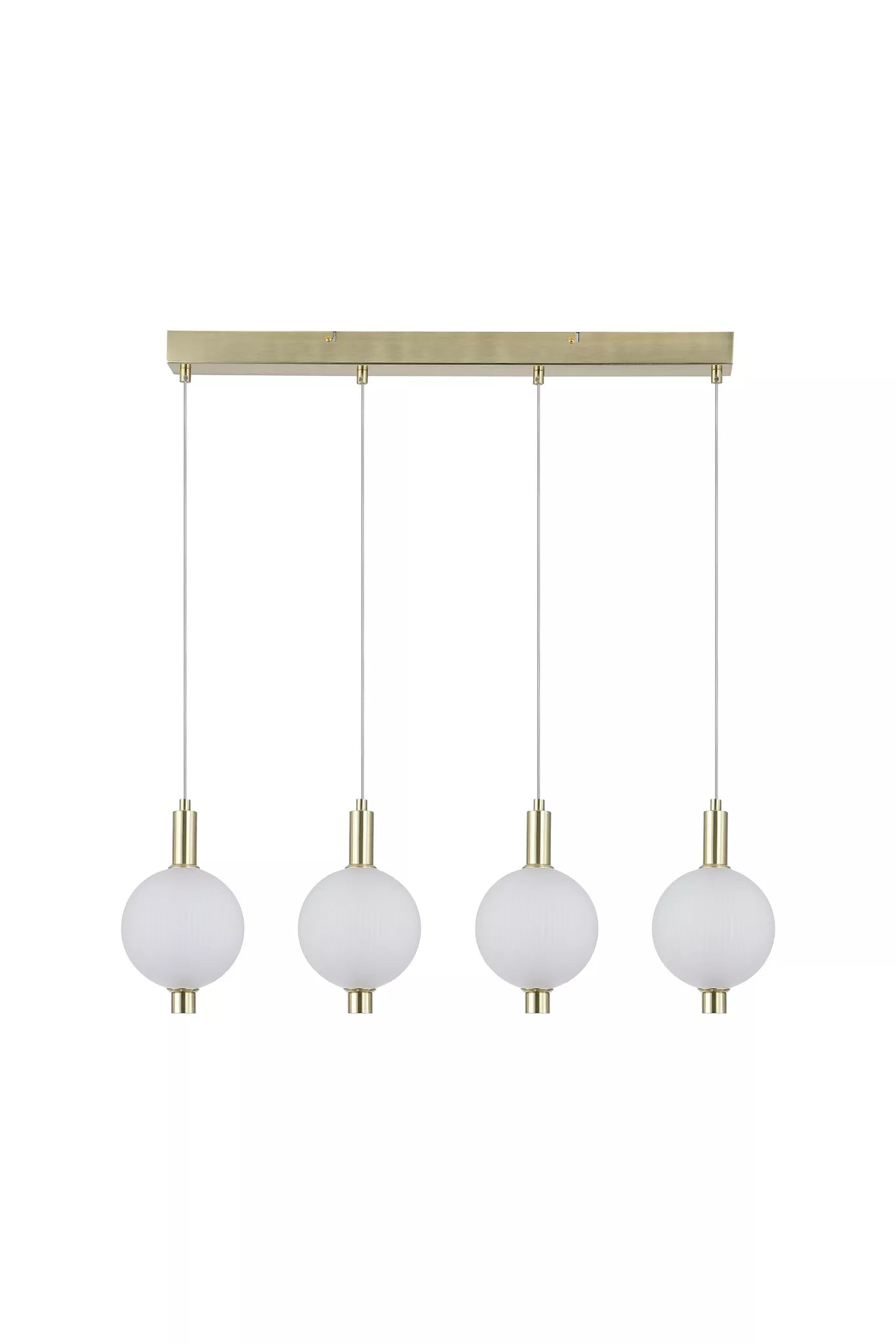 Luminique LED 4Lt Bar Pendant- Satin Brass with Glass