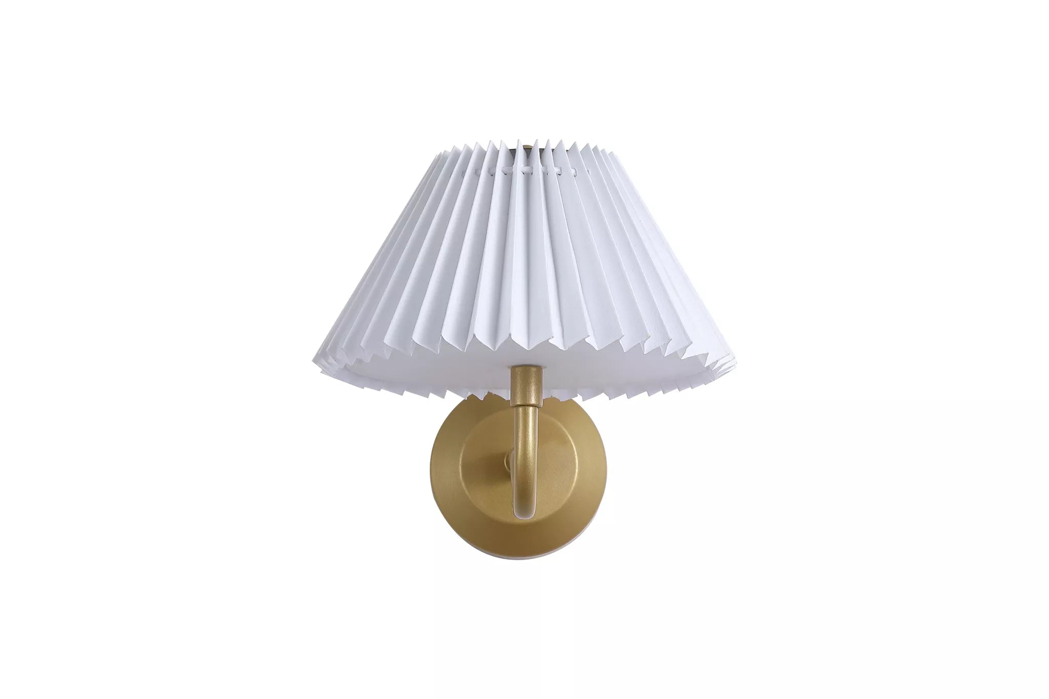 Danish Rechargeable Wall Light- Gold Metal with White Pleate