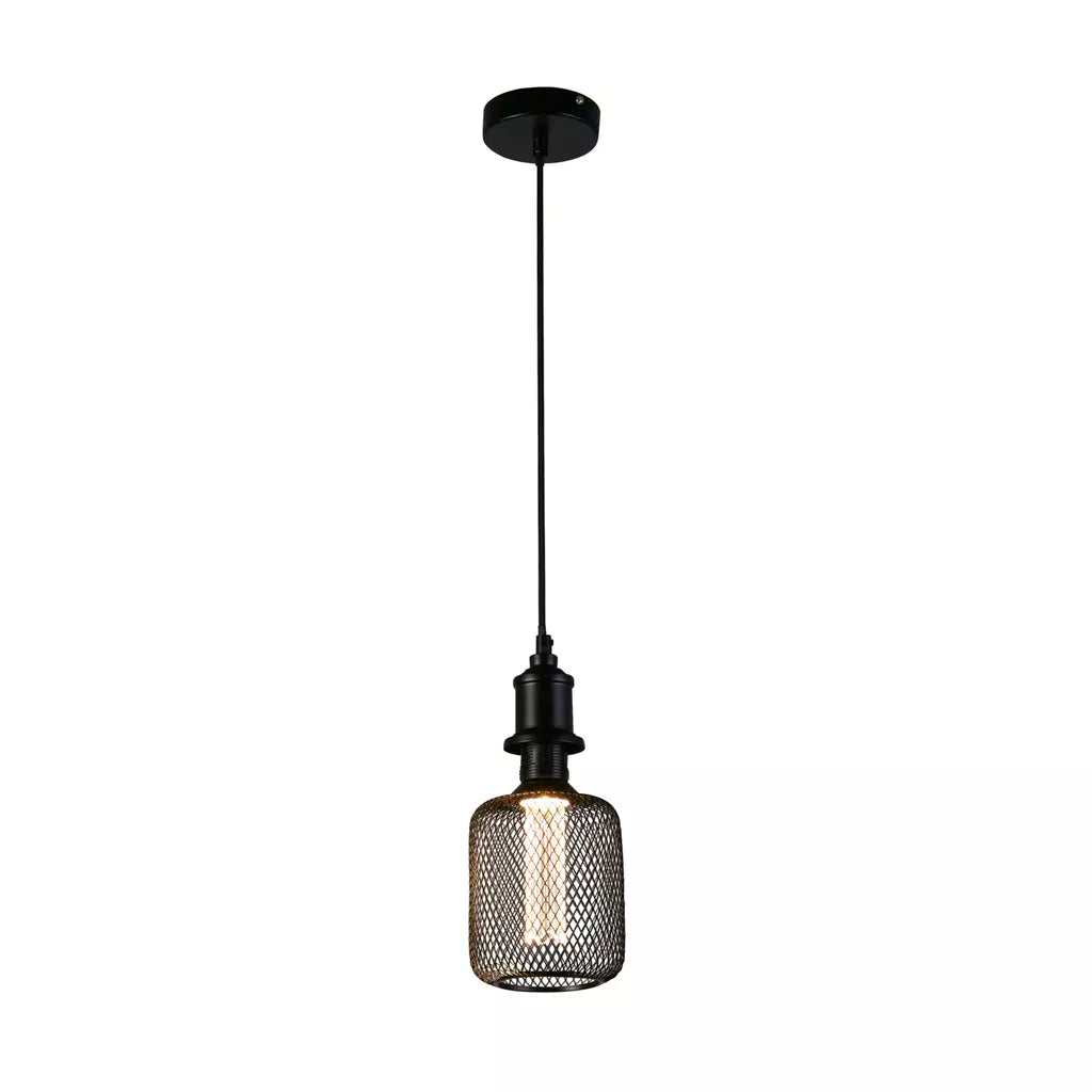 E27 LED Drum Mesh Lamp- Black/ Gold Finishes