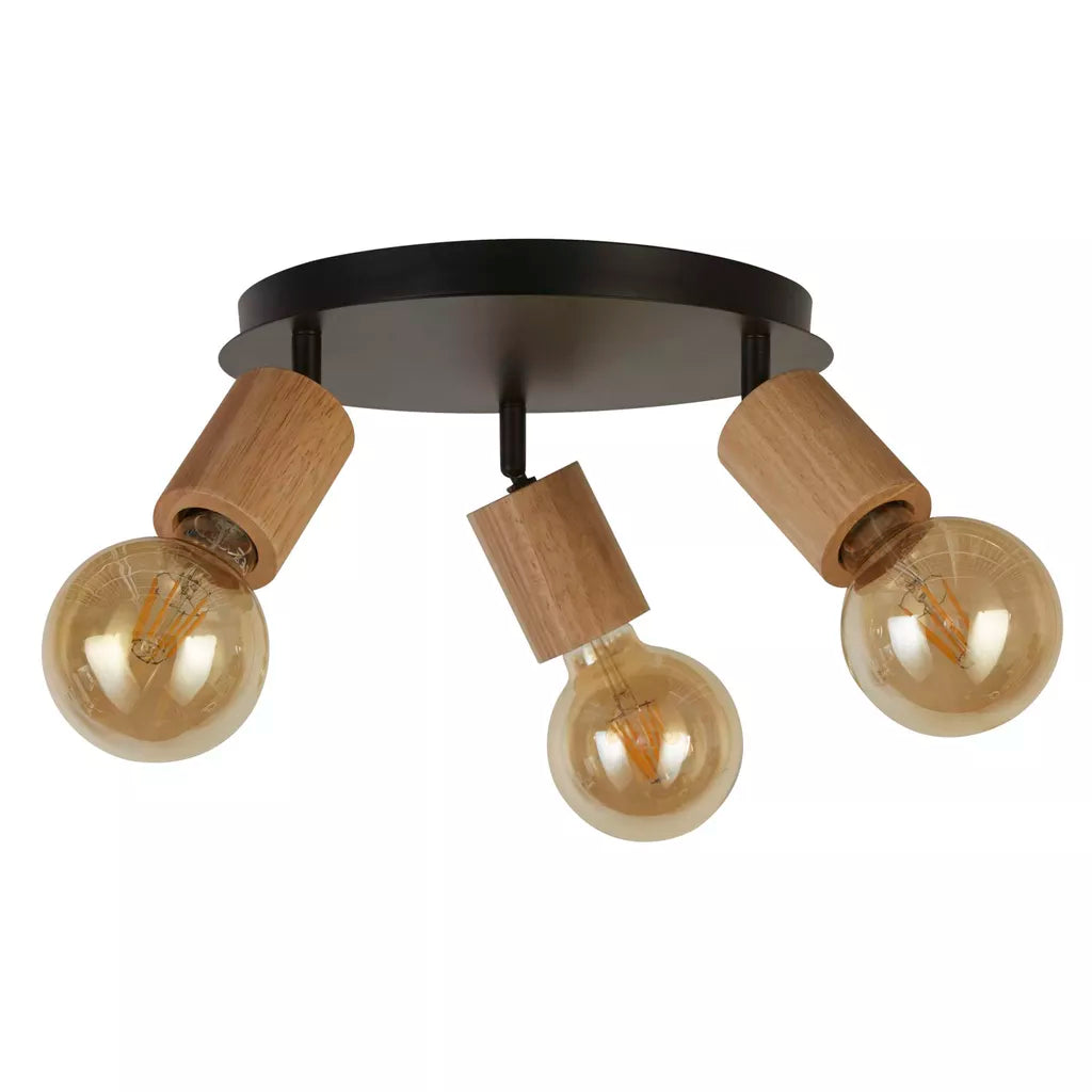 Spinny 3/4Lt Spotlight - Wood & Matt Black Metal