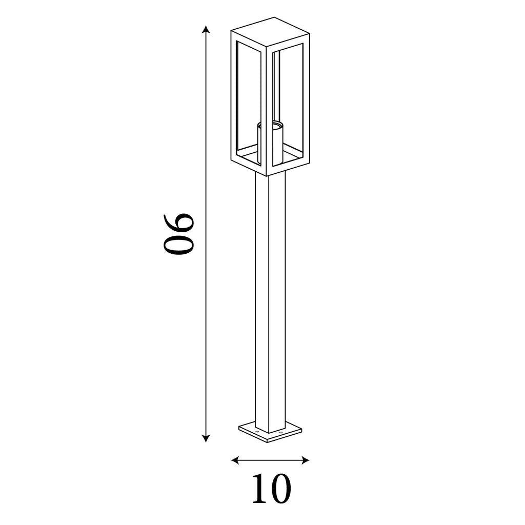 Box Outdoor Post - Black Metal & Clear Glass