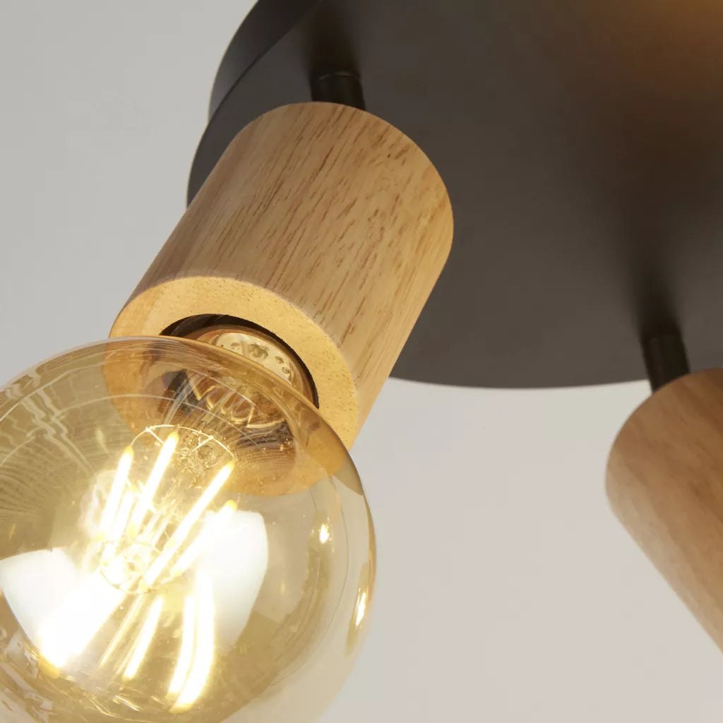 Spinny 3/4Lt Spotlight - Wood & Matt Black Metal