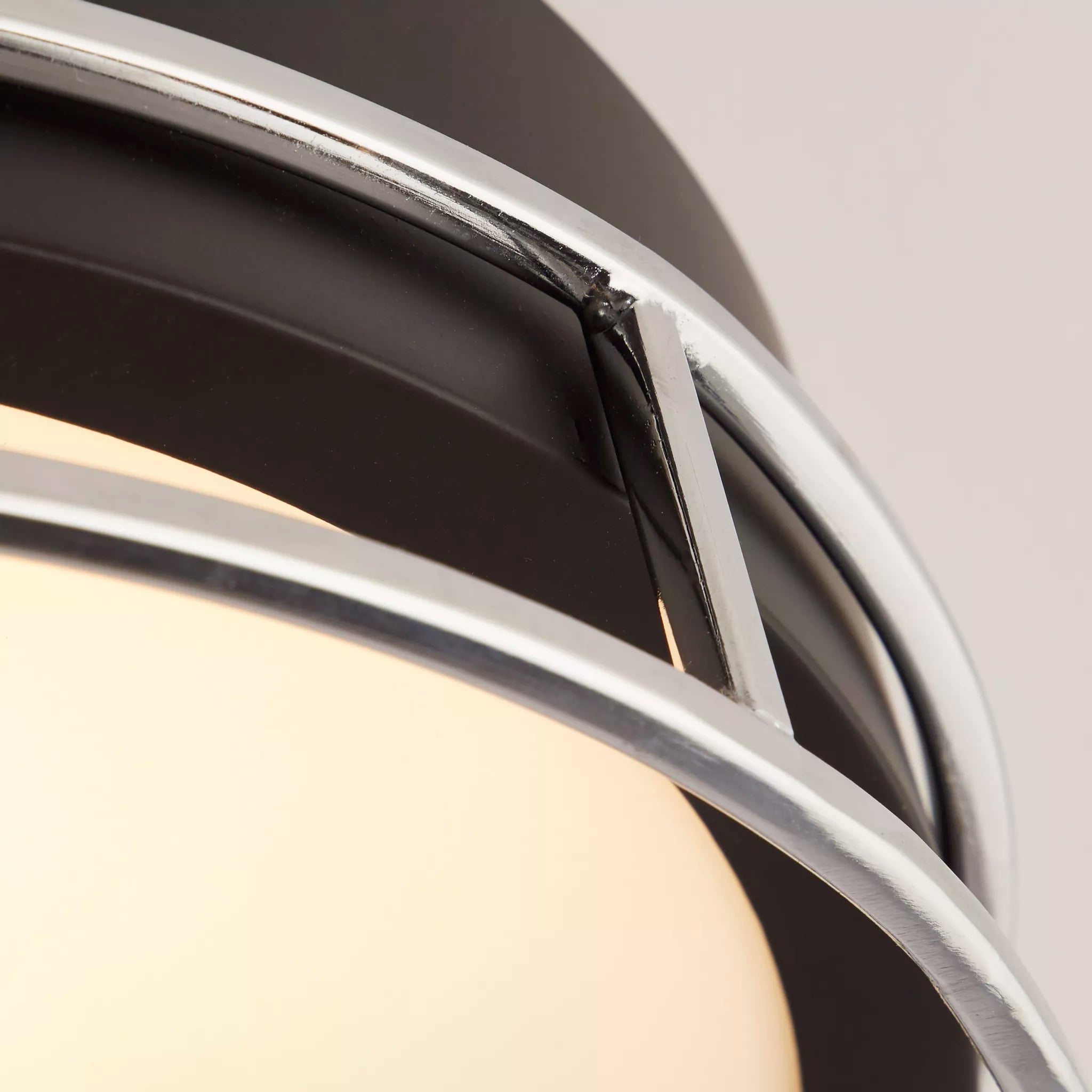 Phoenix 2/3Lt Flush Light- Black, Brass/Chrome  Metal & Frosted Glass