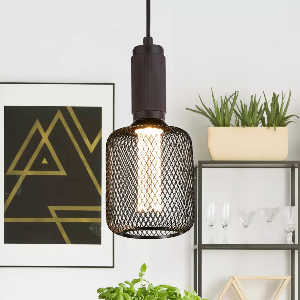 E27 LED Drum Mesh Lamp- Black/ Gold Finishes