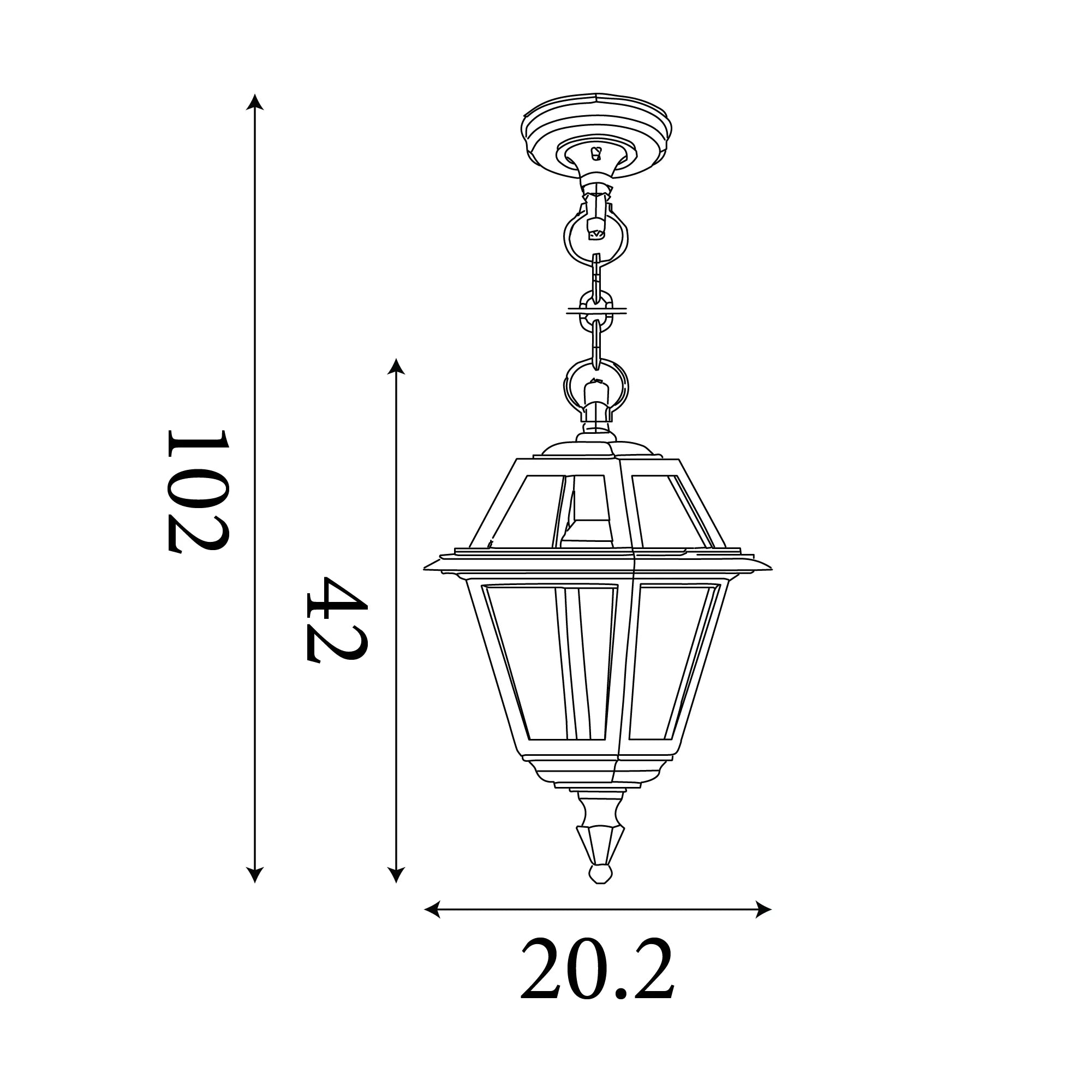 New Orleans Pendant Lantern- Black Gold & Glass,IP44