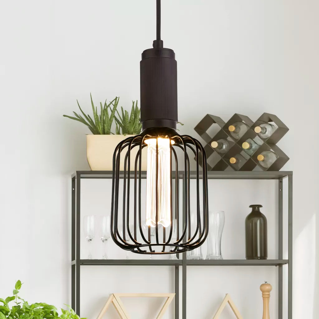 E27 LED Drum Lamp- Black/ Gold Finishes