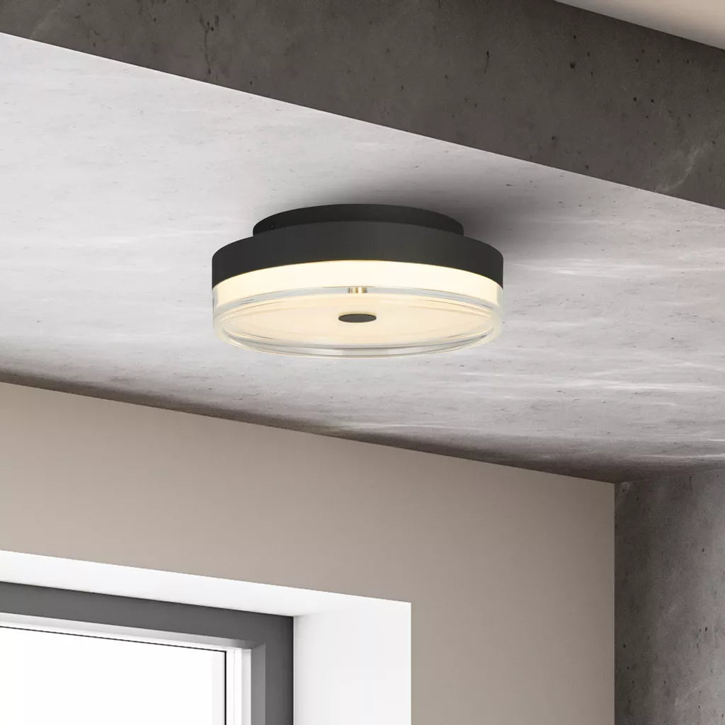 Cyprus LED Flush Light- Gold/ Black Metal and Clear Acrylic