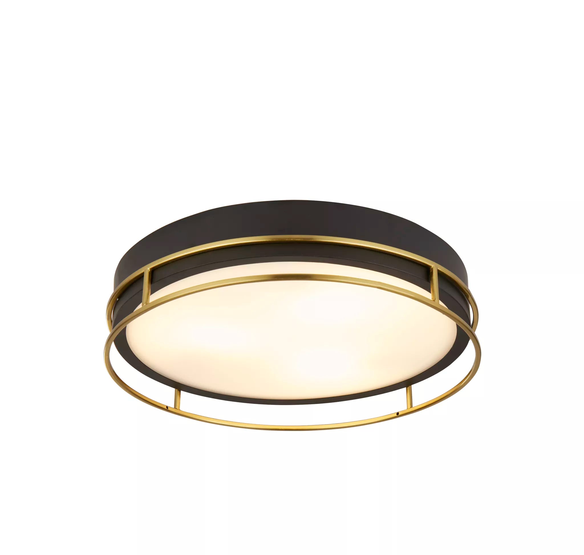 Phoenix 2/3Lt Flush Light- Black, Brass/Chrome  Metal & Frosted Glass