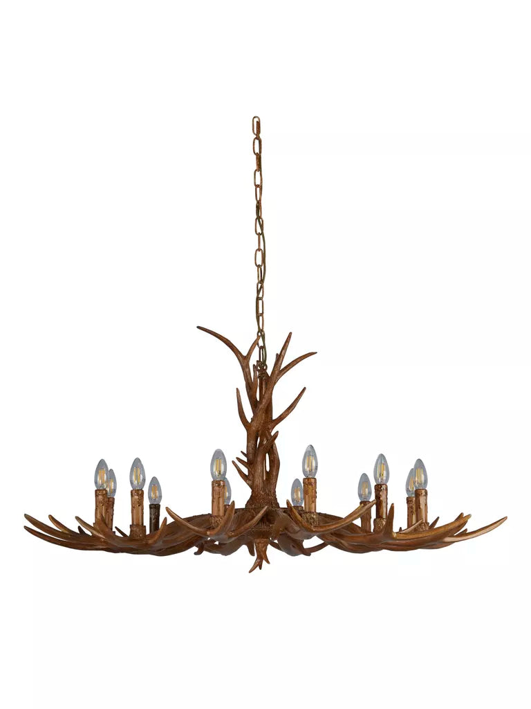 Stag 6Lt/12Lt Chandelier- Brown Resin
