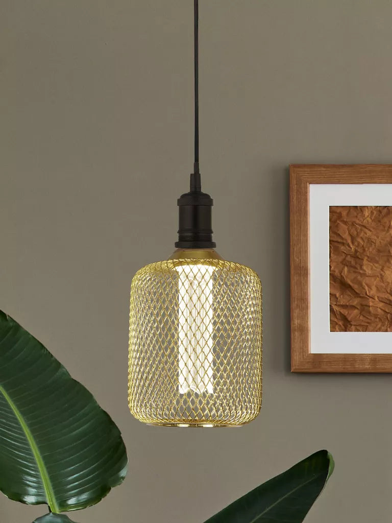 E27 LED Drum Mesh Lamp- Black/ Gold Finishes