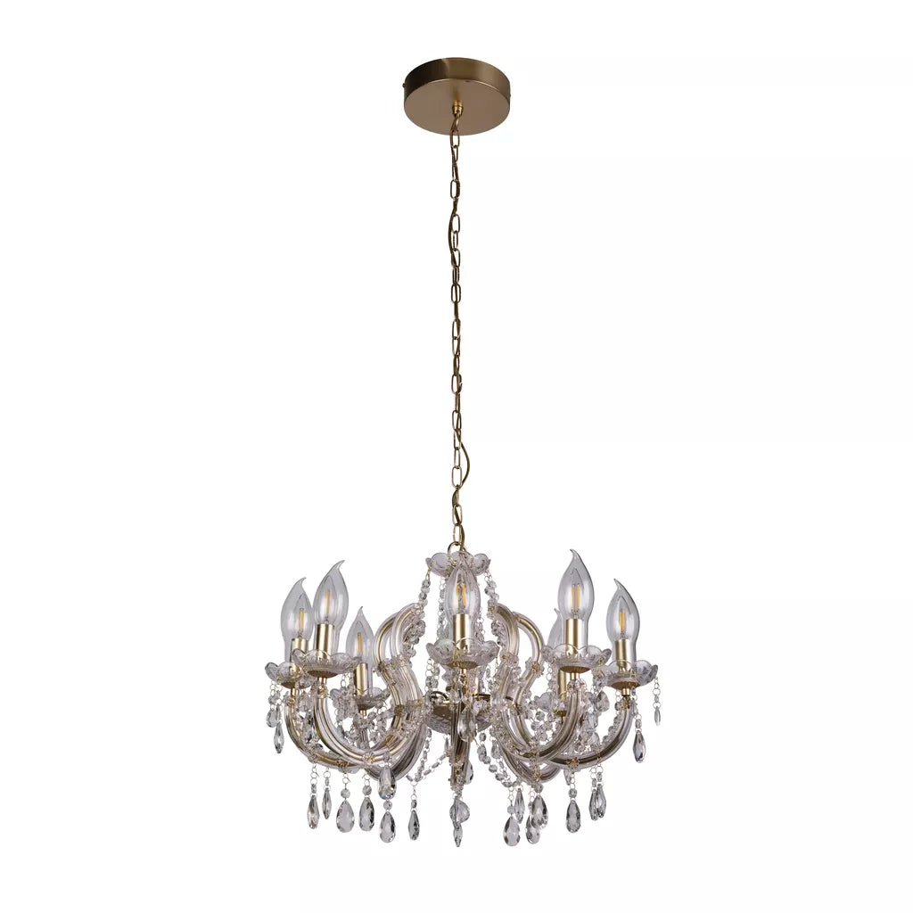 Utah Outdoor 8Lt Pendant - Gold & Crystal