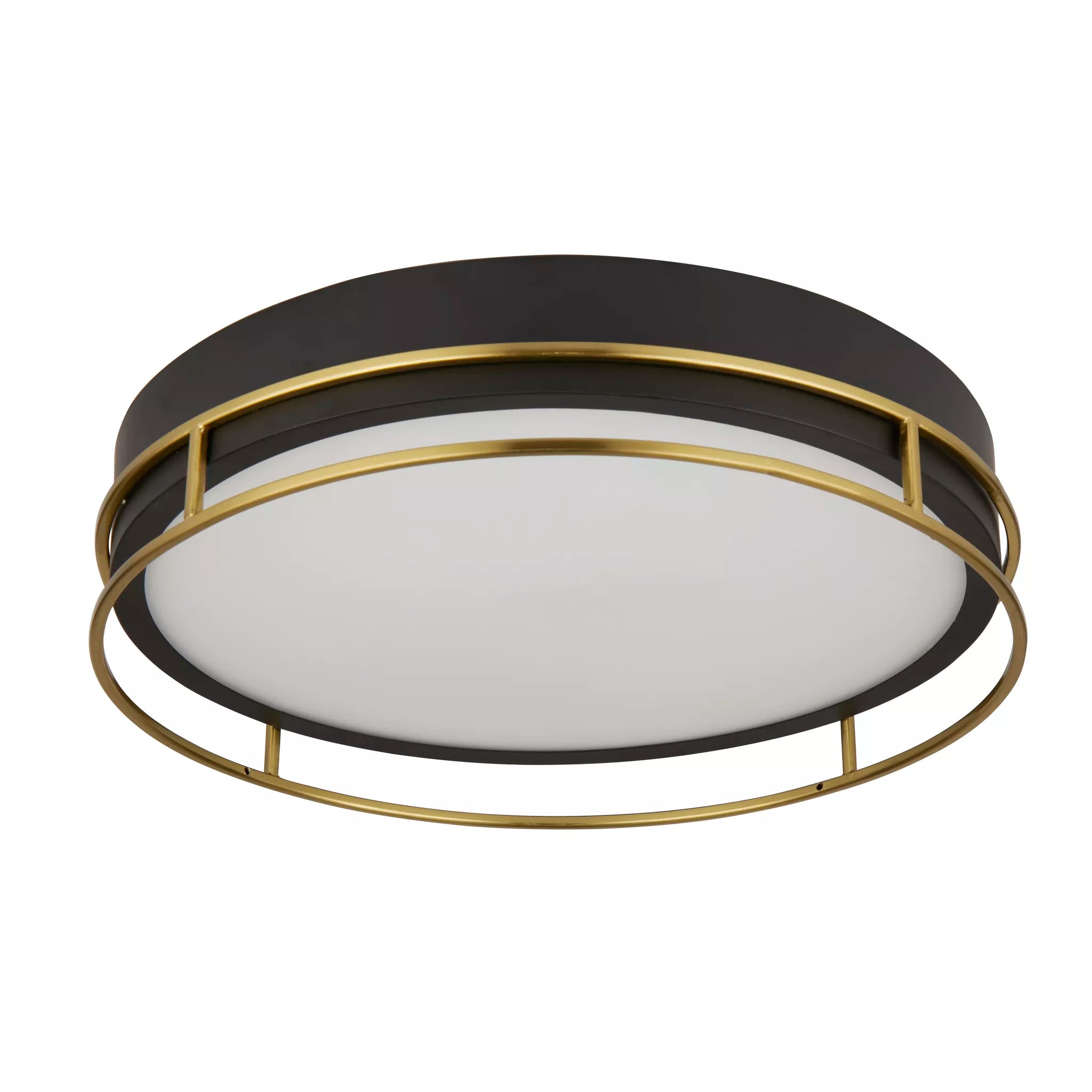 Phoenix 2/3Lt Flush Light- Black, Brass/Chrome  Metal & Frosted Glass