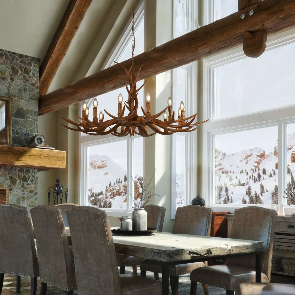 Stag 6Lt/12Lt Chandelier- Brown Resin