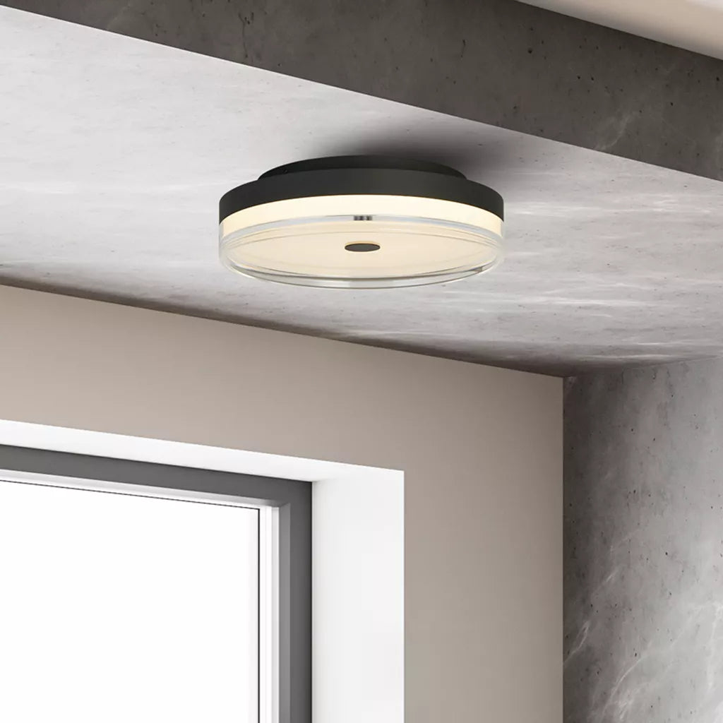 Cyprus LED Flush Light- Gold/ Black Metal and Clear Acrylic