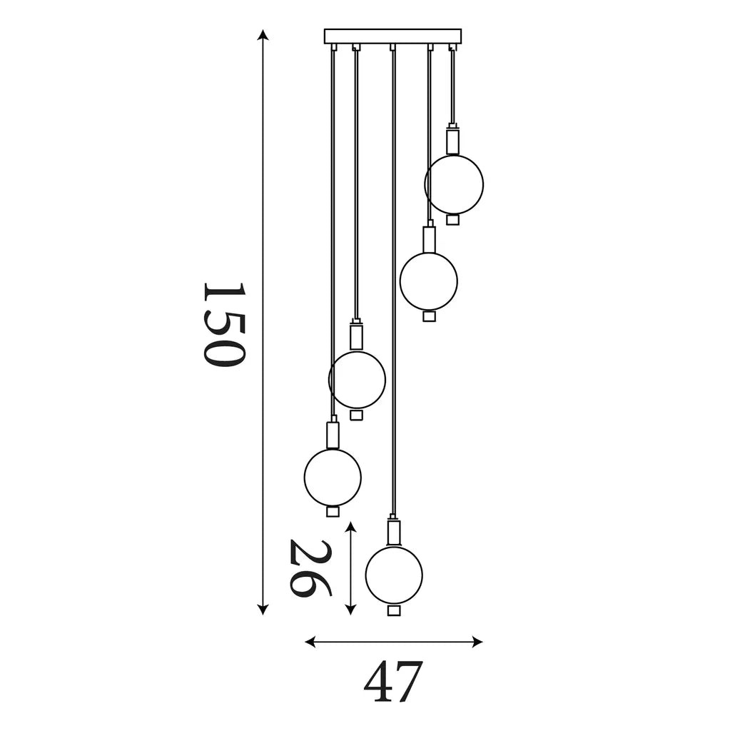 Luminique LED 5Lt/ 8Lt Cluster Light- Satin Brass Metal with Glass