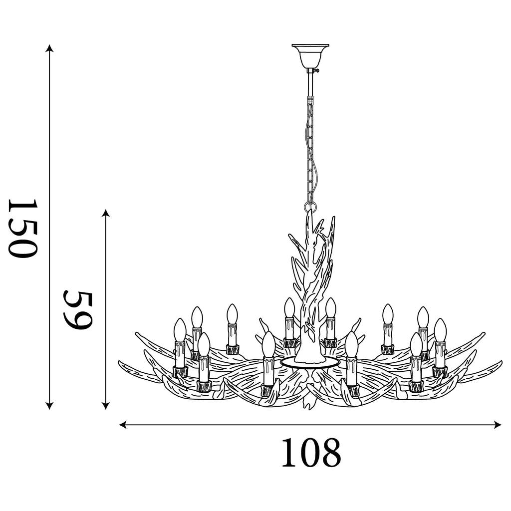 Stag 6Lt/12Lt Chandelier- Brown Resin