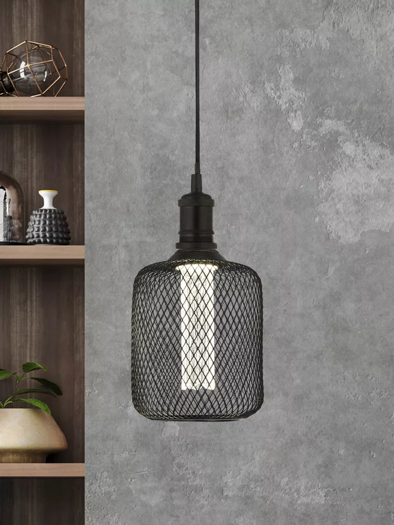 E27 LED Drum Mesh Lamp- Black/ Gold Finishes