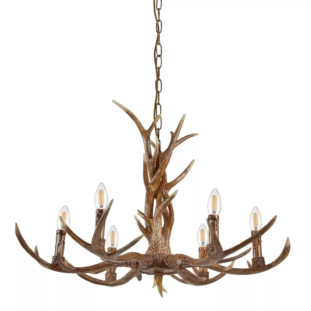 Stag 6Lt/12Lt Chandelier- Brown Resin